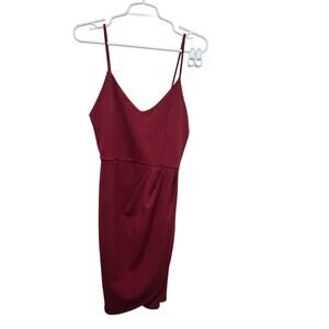 Lulu’s Red Ruched Bodycon Spaghetti Strap Cocktail Dress Large